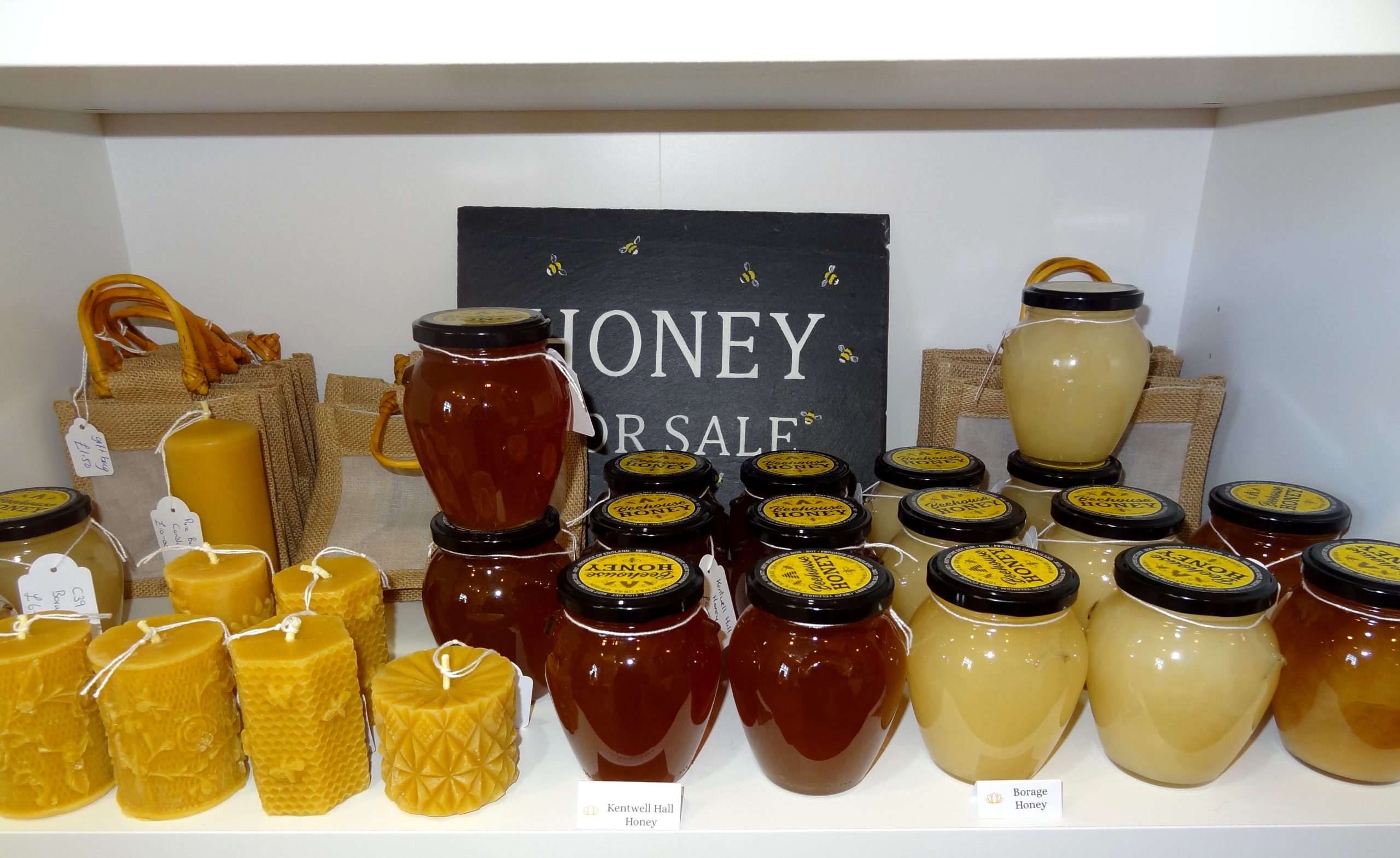 local honey inc Kentwell Hall and Clare, honeycomb and beeswax candles