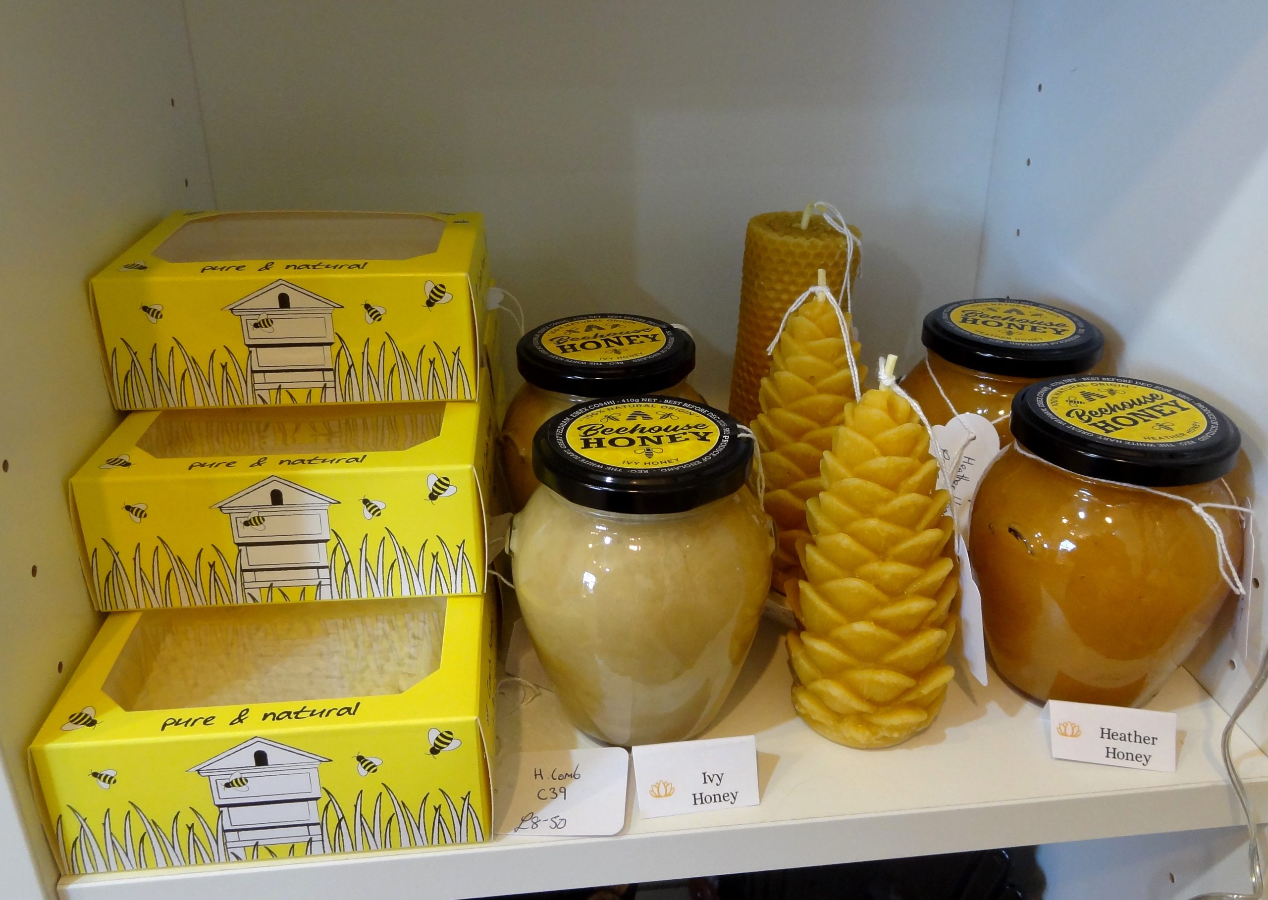 local honey inc Kentwell Hall and Clare, honeycomb and beeswax candles