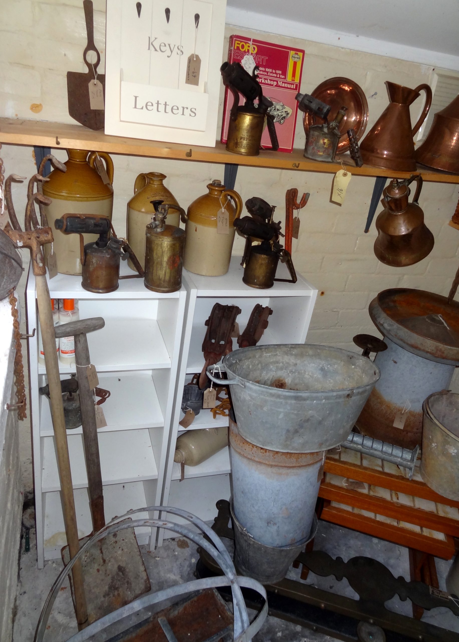 stoneware bottles copper jugs vintage metal